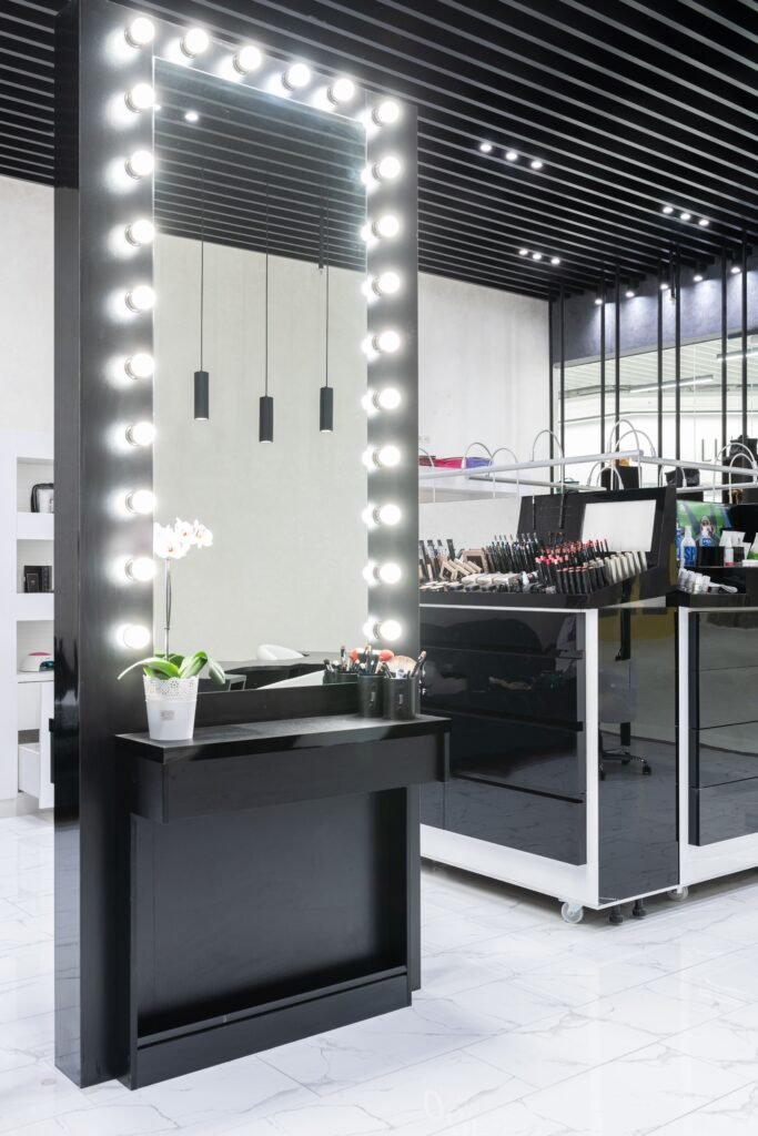 Lighted vanity mirror with a soft glow