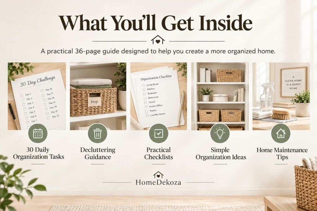 What you’ll get inside the 30-day home organization challenge PDF